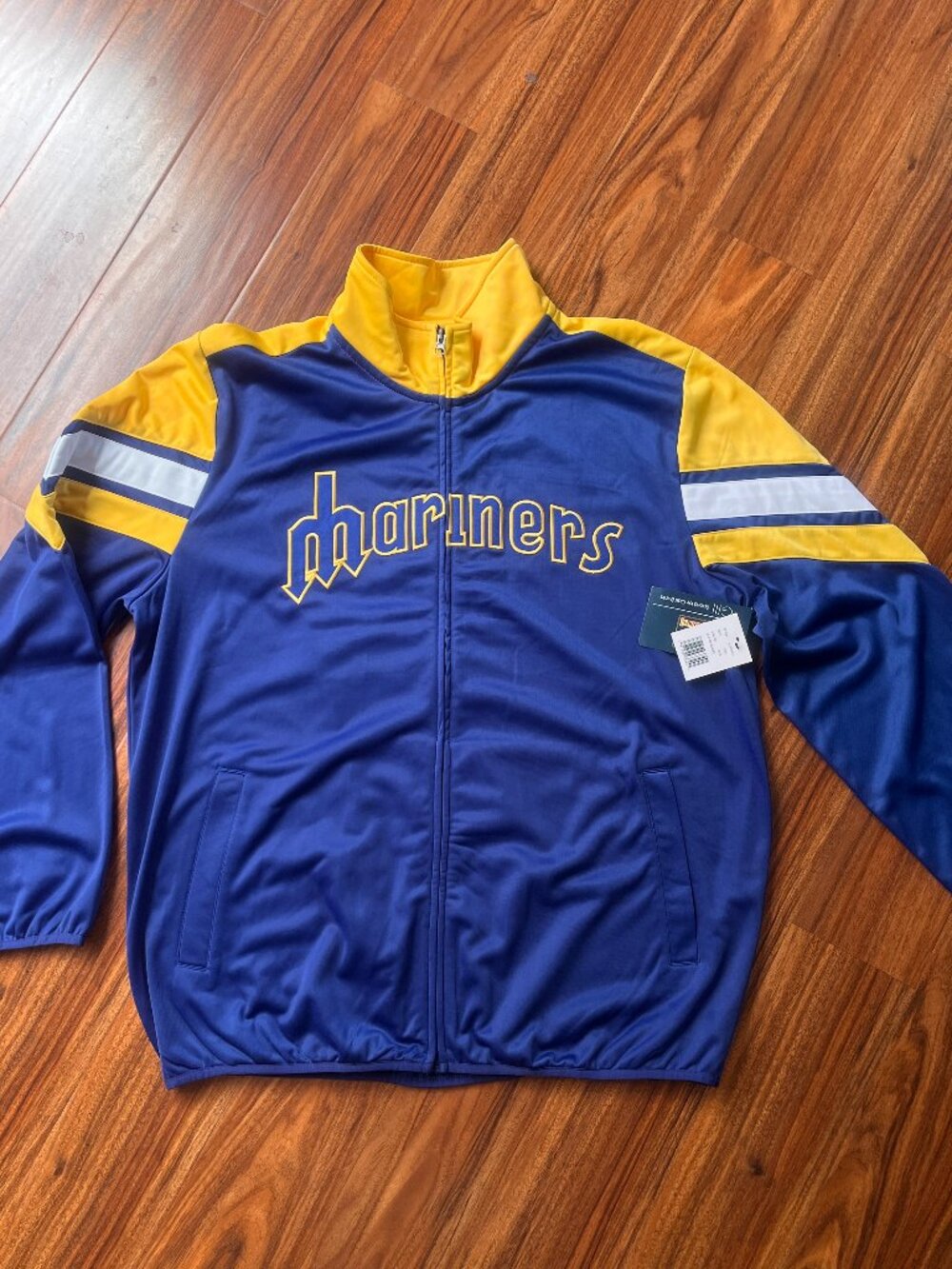 NWT Cooperstown Collection Mariners Trident Logo Retro Zip Up Blue Gold XXL - Picture 1 of 3